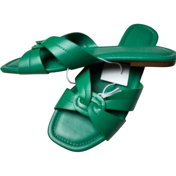 J. Crew Women’s Low Heel Dublin Green Knotted Sandals Sz 8 - Picture 3 of 7